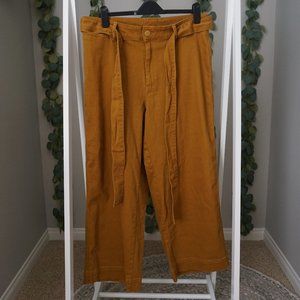Mid-Rise Tie Waist Wide Leg Pant